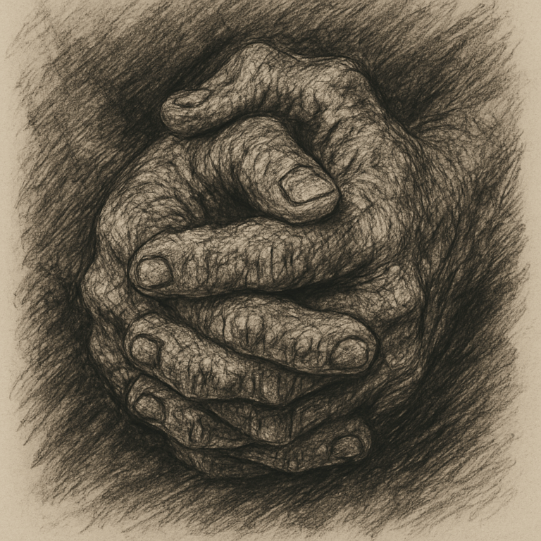a picture of weathered hands