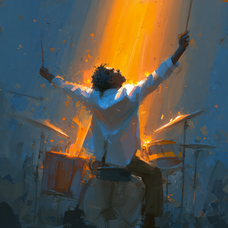 a drummer playing with energy